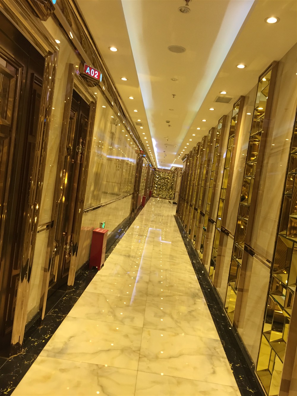 过道采用金艾陶微晶石  西班牙翡翠玉KWD58001+意大利黑金花KWB58058铺贴