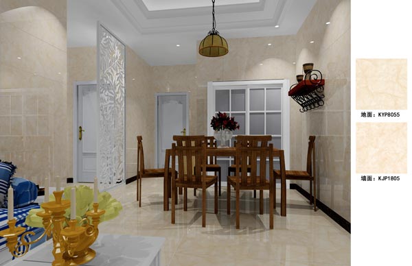 金艾陶瓷砖应用效果：徐州开元翡翠湾D户型装修效果鉴赏