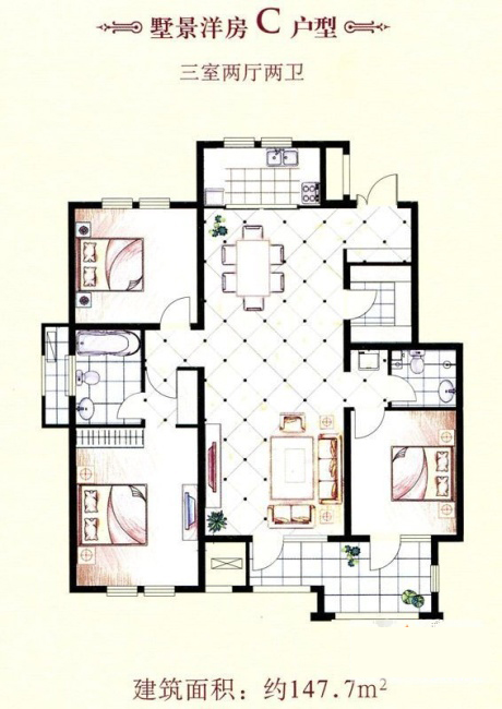 金艾陶家装:天津廊坊塞纳荣府148㎡简欧风格装修鉴赏