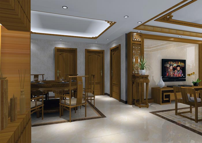 金艾陶家装:井冈山和谐家园安置小区130㎡中式风格装修鉴赏